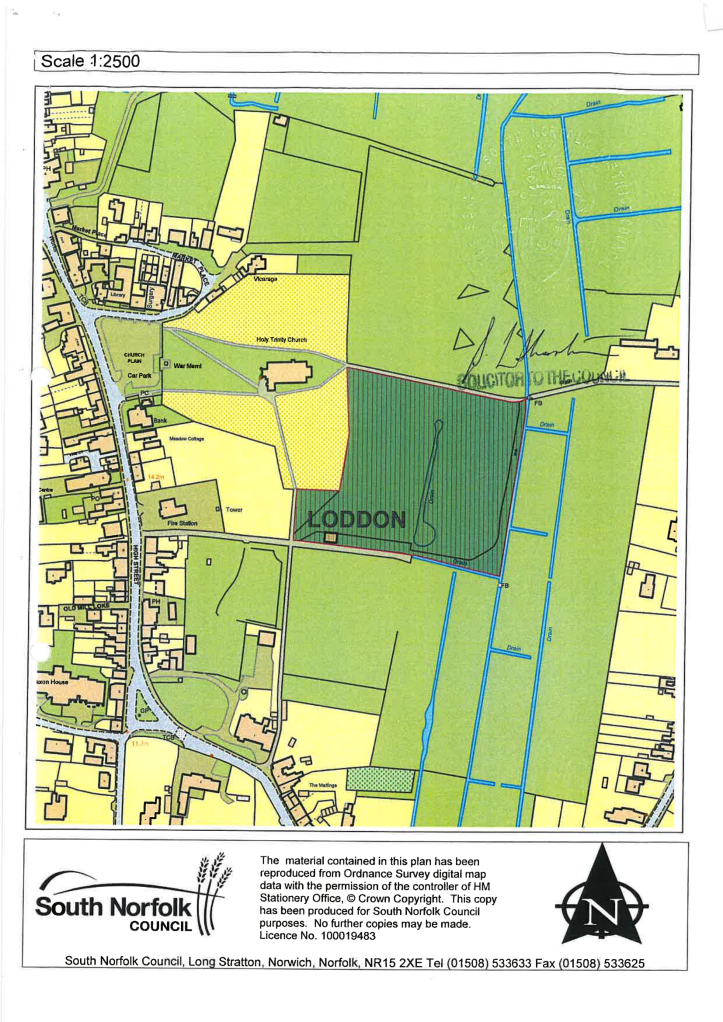 Planning map of Loddon, Norfolk, resized to match OS tile pixel scale